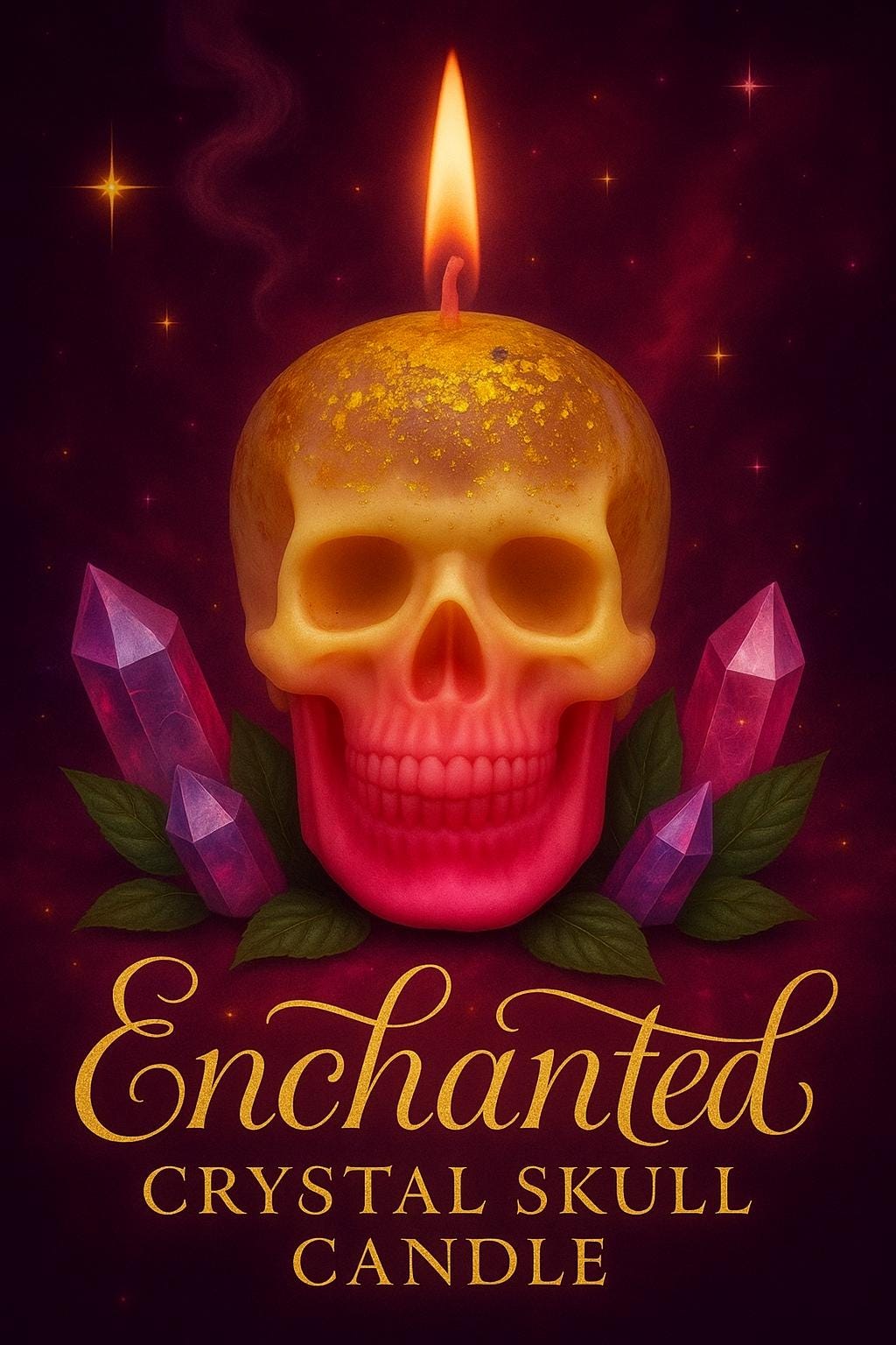 Enchanted Crystal Skull Candle