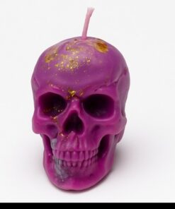 Amethyst Flame Skull Candle