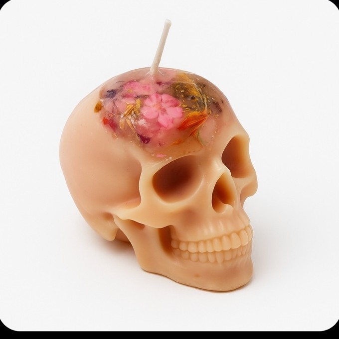 Crystal Rose Skull Candle