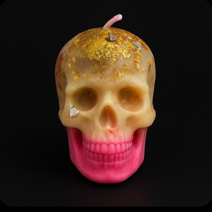 Golden Oracle Skull Candle